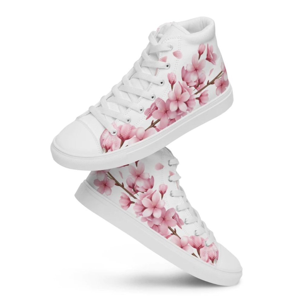 Custom Japanese Cherry Blossom High Top Shoes Size 5 6 7 8 9 10 11 12 Flower